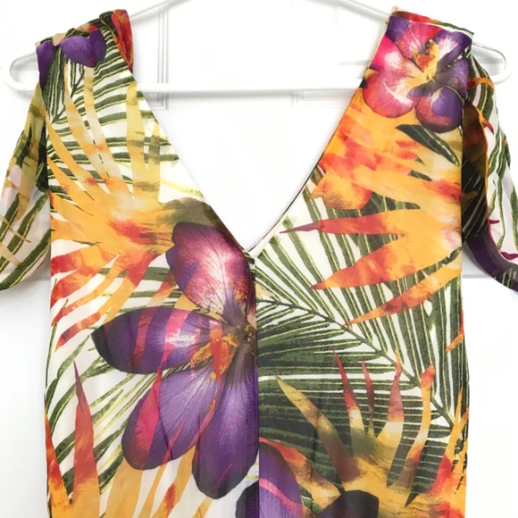 NWT Donna Ricco Tropical Print Floral Maxi Dress Plus Size 16 V-Neck Sleeveless - Picture 3 of 16